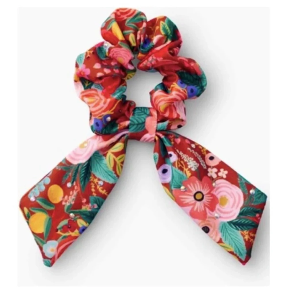 RIFLE PAPER CO. Garden Party Scrunchie, 100% Polyester, Digitally Printed, 3.5